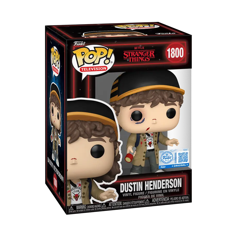 Funko POP! Stranger Things - Dustin Henderson Battle Damage 1800 *EXCLUSIVE*