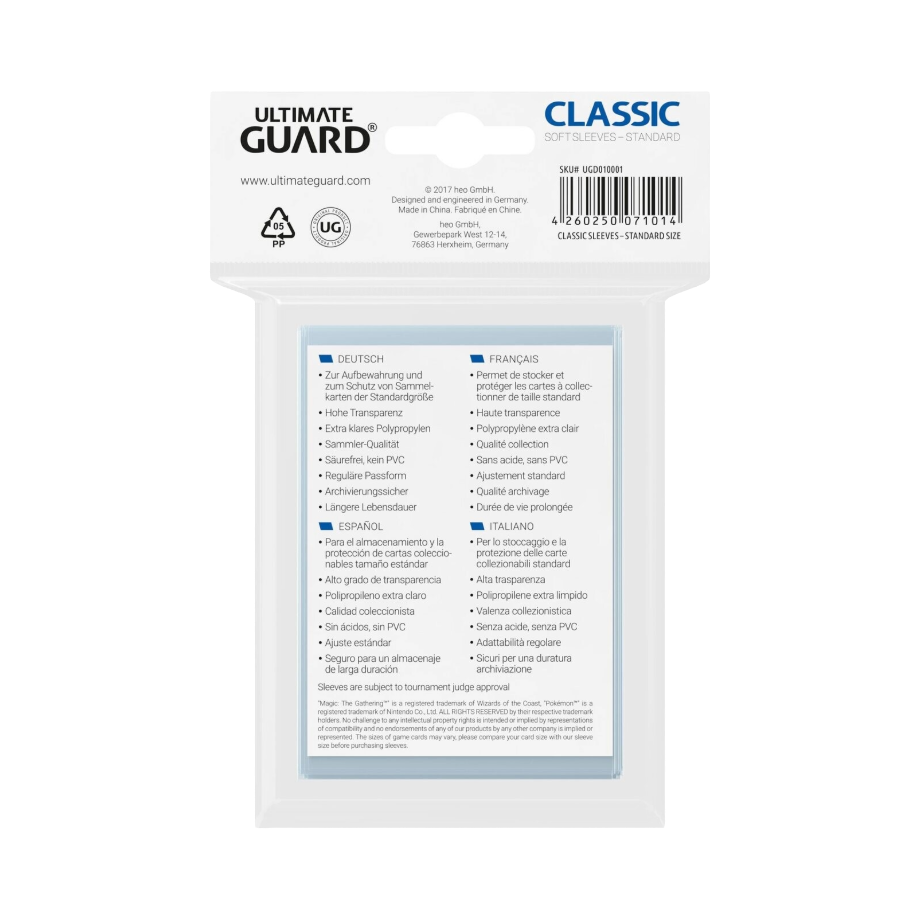 Ultimate Guard Classic Soft Sleeves Standardgröße Transparent (100)